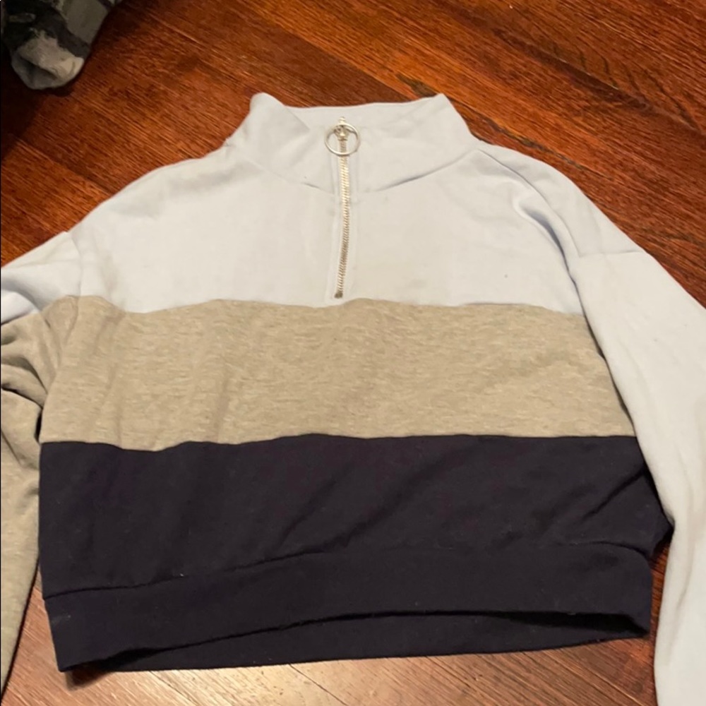 quarter zip cropped sweatshirt